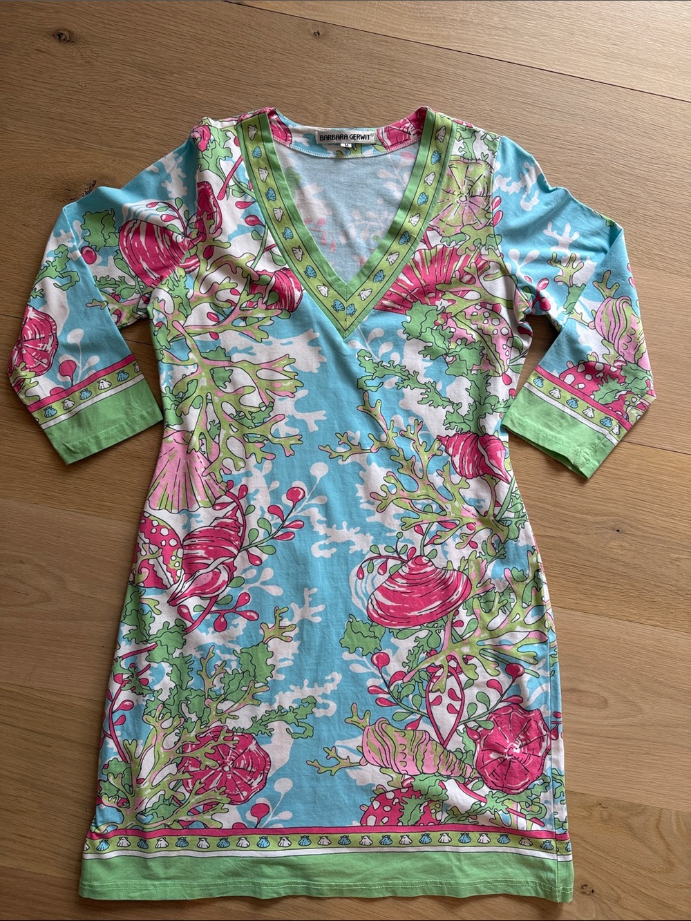 Barbara Gerwit Sea-Print V-Neck Shift Dress